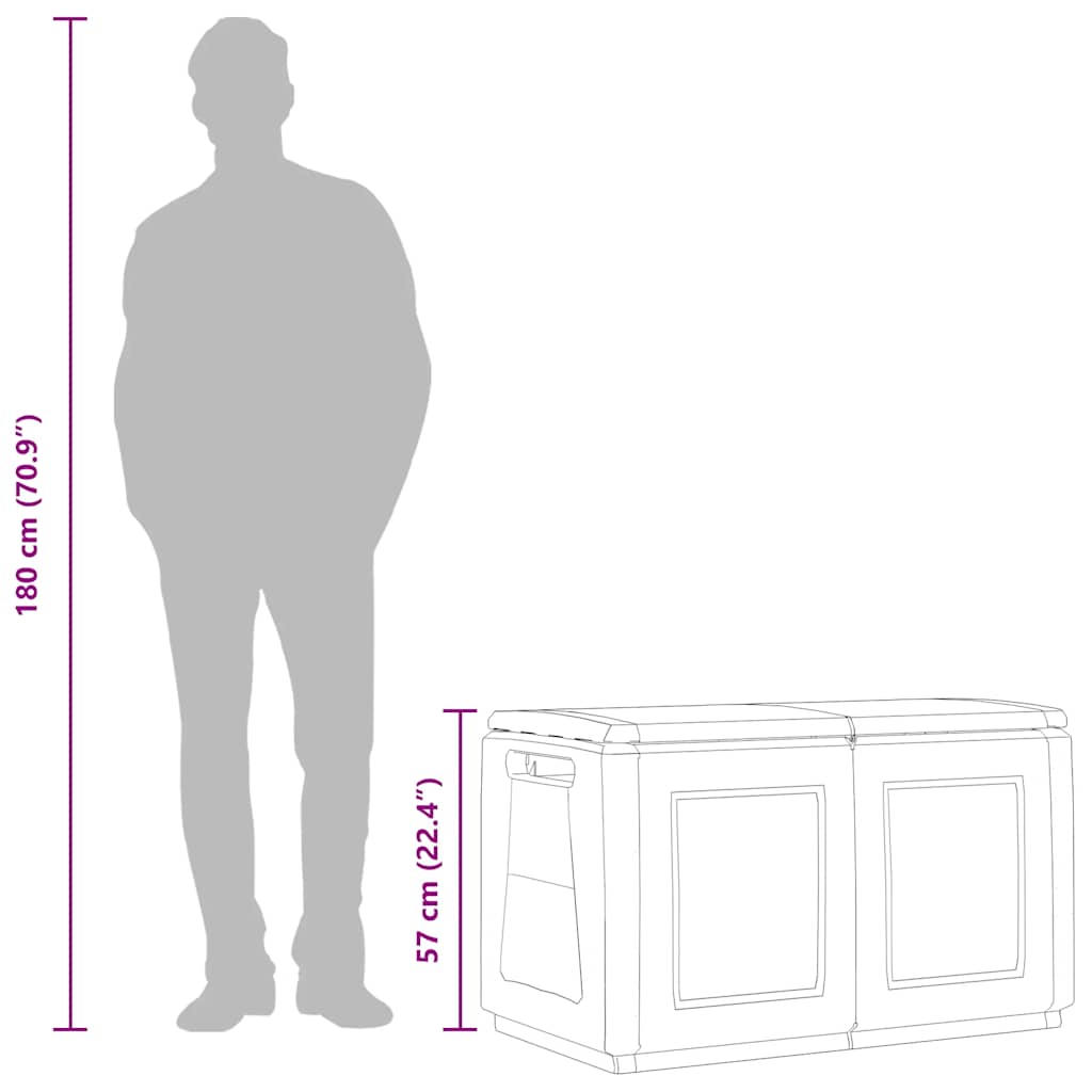 Μπαούλο Αποθήκευσης Κήπου 96x53x57 εκ. Σκ. Γκρι/Μαύρο 230 Λίτρα - PAKOBAZAAR