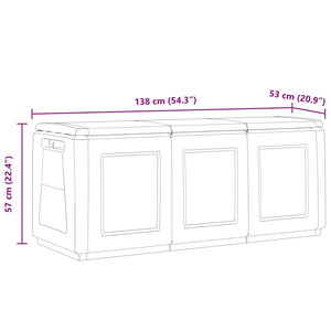 Μπαούλο Αποθήκευσης Κήπου 138x53x57 εκ Σκ. Γκρι/Μαύρο 130 Λίτρα