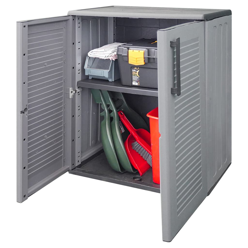Ντουλάπι Αποθήκ. Κήπου Γκρι/Μαύρο 68x37x163 εκ. Πολυπροπυλένιο - PAKOBAZAAR