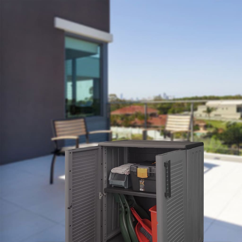 Ντουλάπι Αποθήκ. Κήπου Γκρι/Μαύρο 68x37x163 εκ. Πολυπροπυλένιο - PAKOBAZAAR