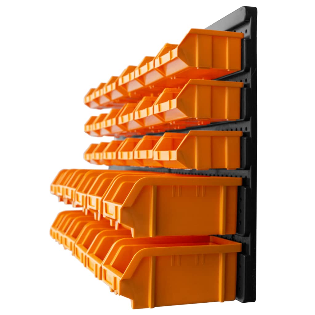 Κουτιά Αποθήκευσης Σετ 32 τεμ. Κίτρινα/Μαύρα με Πάνελ Τοίχου - PAKOBAZAAR