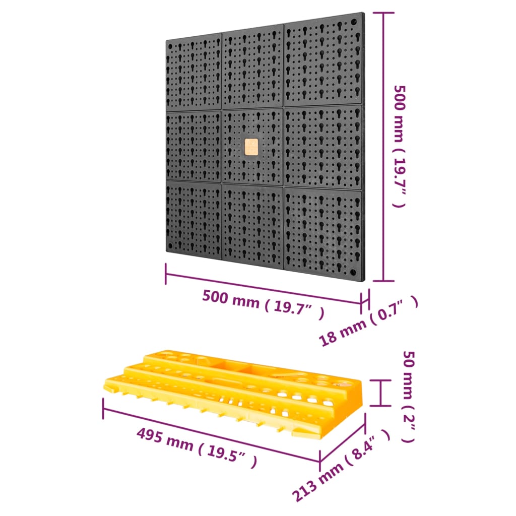 Πλάτη Εργαλείων με 50 Γάντζους 500 x 1000 χιλ. Πολυπροπυλένιο - Pakobazaar