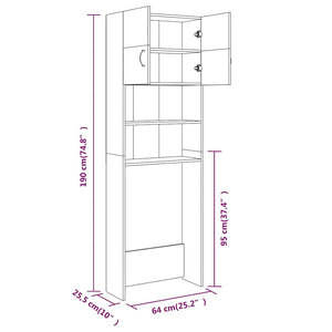 Ντουλάπι Πλυντηρίου Γκρι Sonoma 64 x 25,5 x 190 εκ. - Pakobazaar