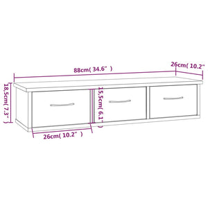 Ντουλάπι Τοίχου Γκρι Sonoma 88x26x18,5 εκ. Επεξεργασμένο Ξύλο - Pakobazaar