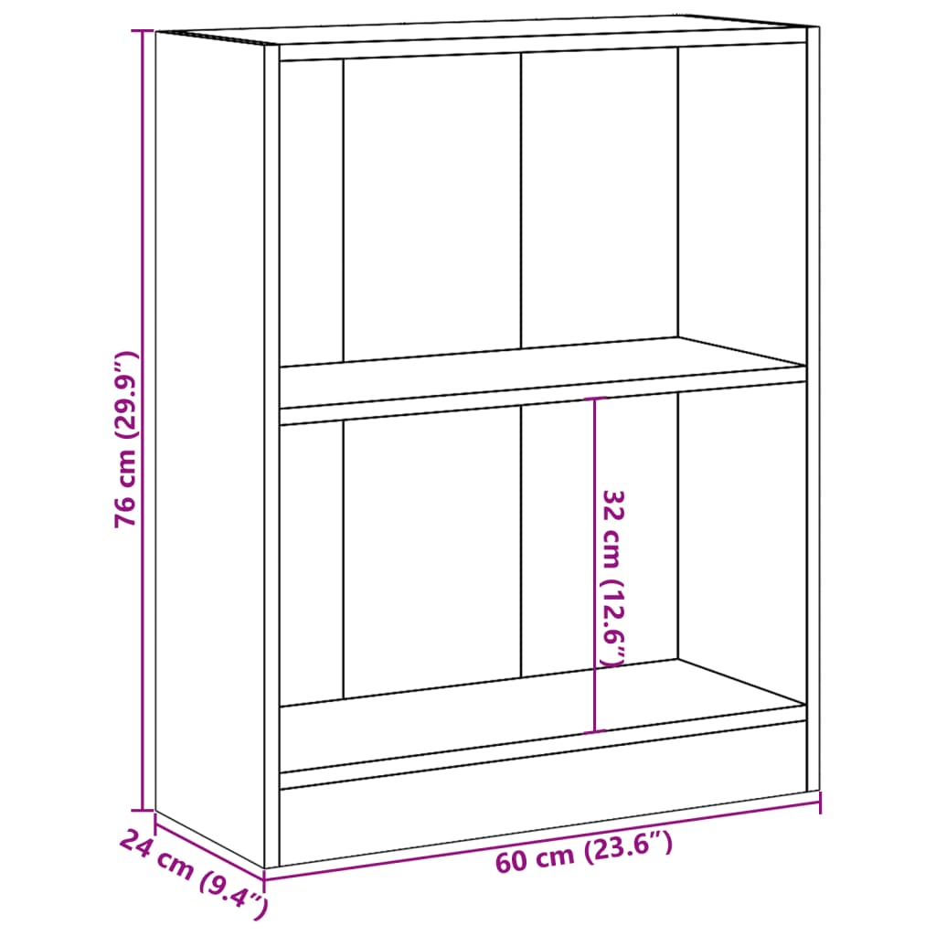 Βιβλιοθήκη Καπνιστή Δρυς 60 x 24 x 76 εκ. Επεξεργασμένο Ξύλο
