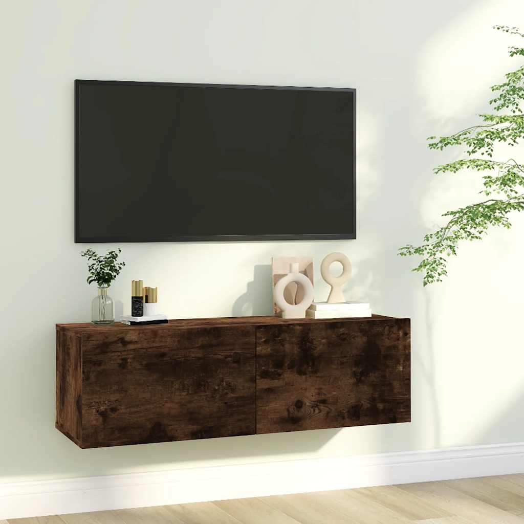 Έπιπλο Τηλεόρασης Τοίχου Καπνιστή Δρυς 100x30x30 εκ. Επεξ. Ξύλο - Pakobazaar