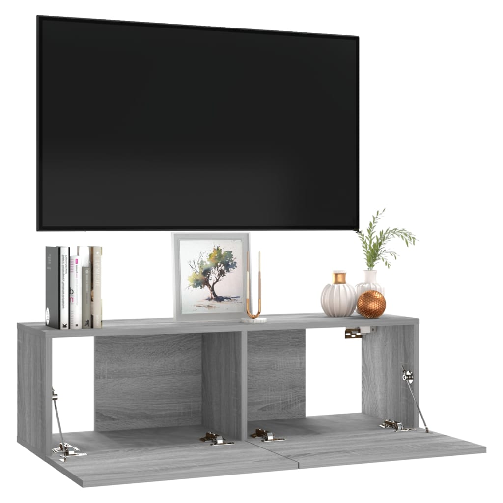 Έπιπλο Τηλεόρασης Τοίχου Γκρι Sonoma 100x30x30 εκ. Επεξερ. Ξύλο