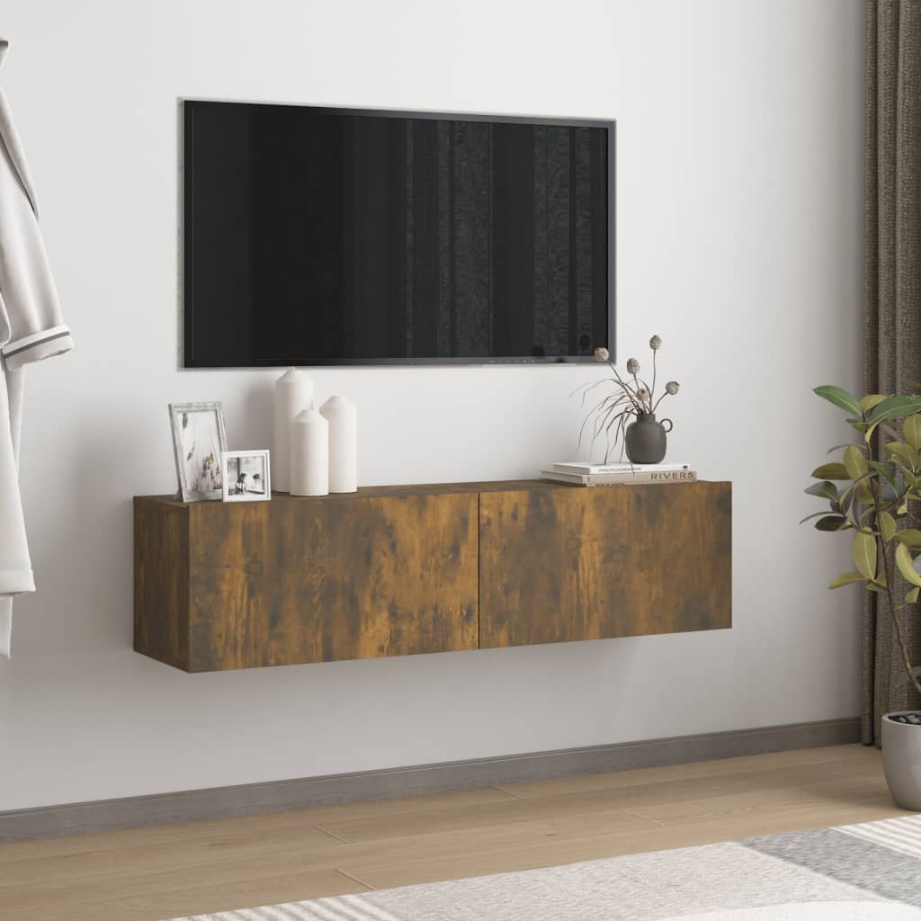 Έπιπλο Τηλεόρασης Τοίχου Καπνιστή Δρυς 120x30x30 εκ. Επεξ. Ξύλο - Pakobazaar