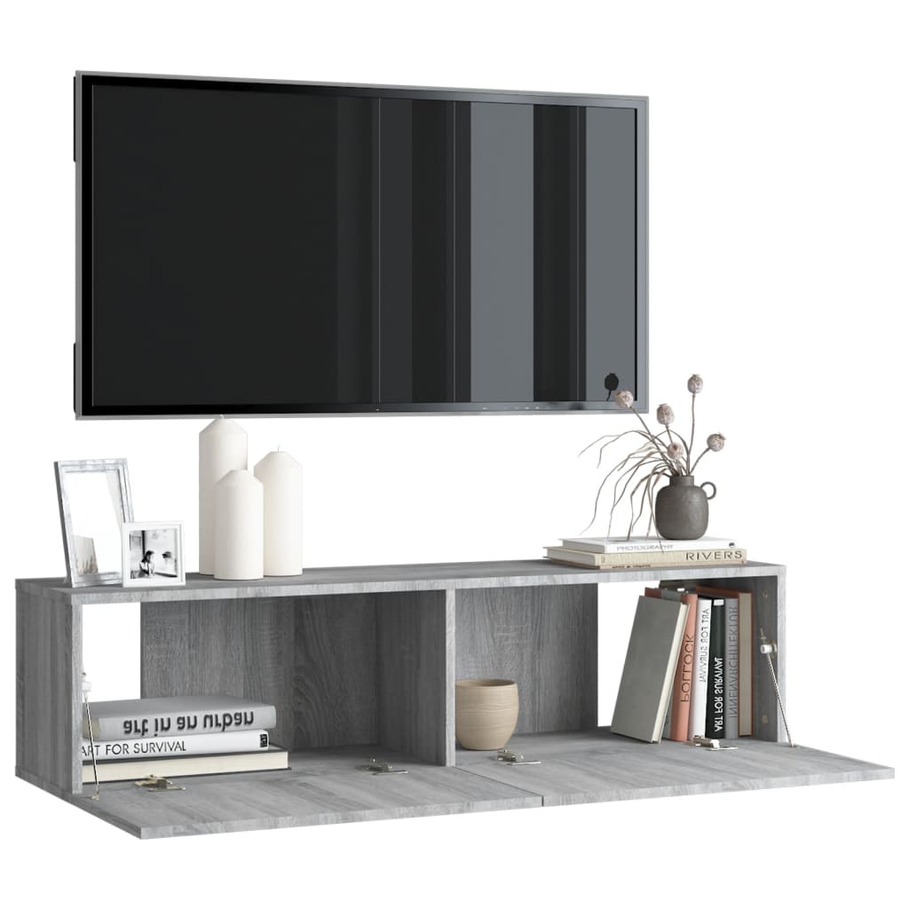 Έπιπλο Τηλεόρασης Τοίχου Γκρι Sonoma 120x30x30 εκ. Επεξερ. Ξύλο - Pakobazaar