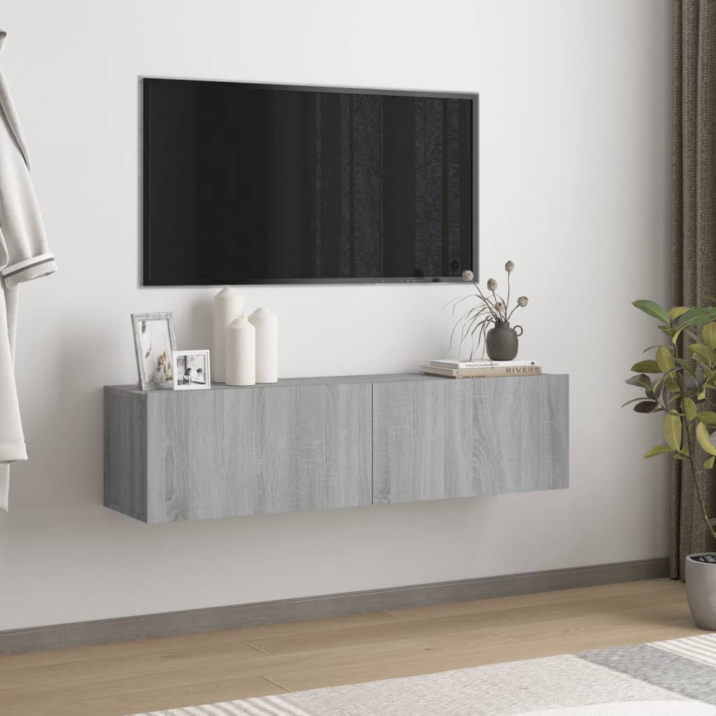 Έπιπλο Τηλεόρασης Τοίχου Γκρι Sonoma 120x30x30 εκ. Επεξερ. Ξύλο - Pakobazaar
