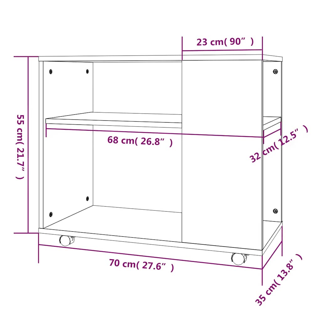 Τραπέζι Βοηθητικό Γκρι Sonoma 70x35x55 εκ. Επεξεργασμένο Ξύλο