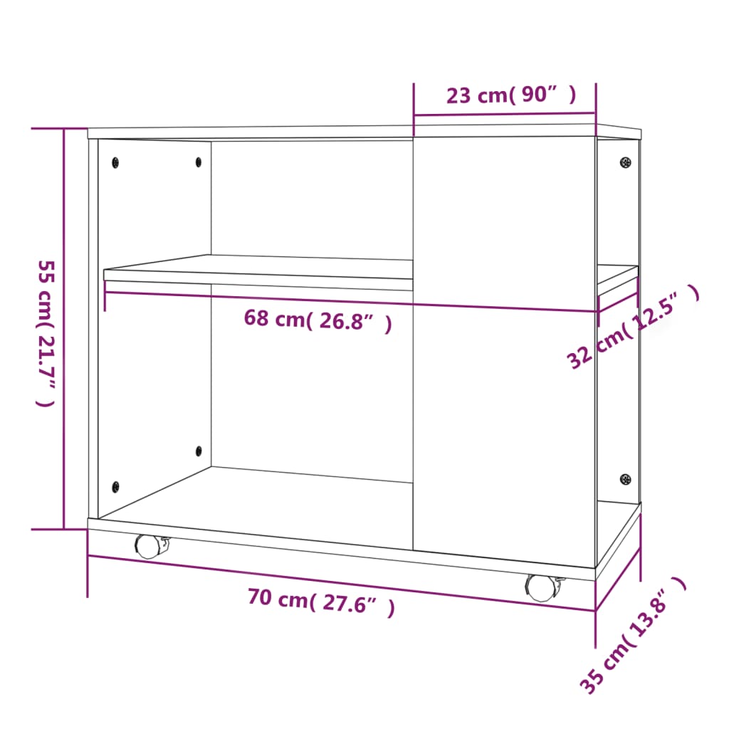 Τραπέζι Βοηθητικό Καφέ Δρυς 70x35x55 εκ. Επεξεργασμένο Ξύλο - Pakobazaar