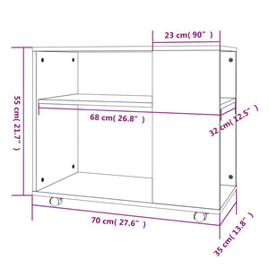 Τραπέζι Βοηθητικό Καφέ Δρυς 70x35x55 εκ. Επεξεργασμένο Ξύλο - Pakobazaar