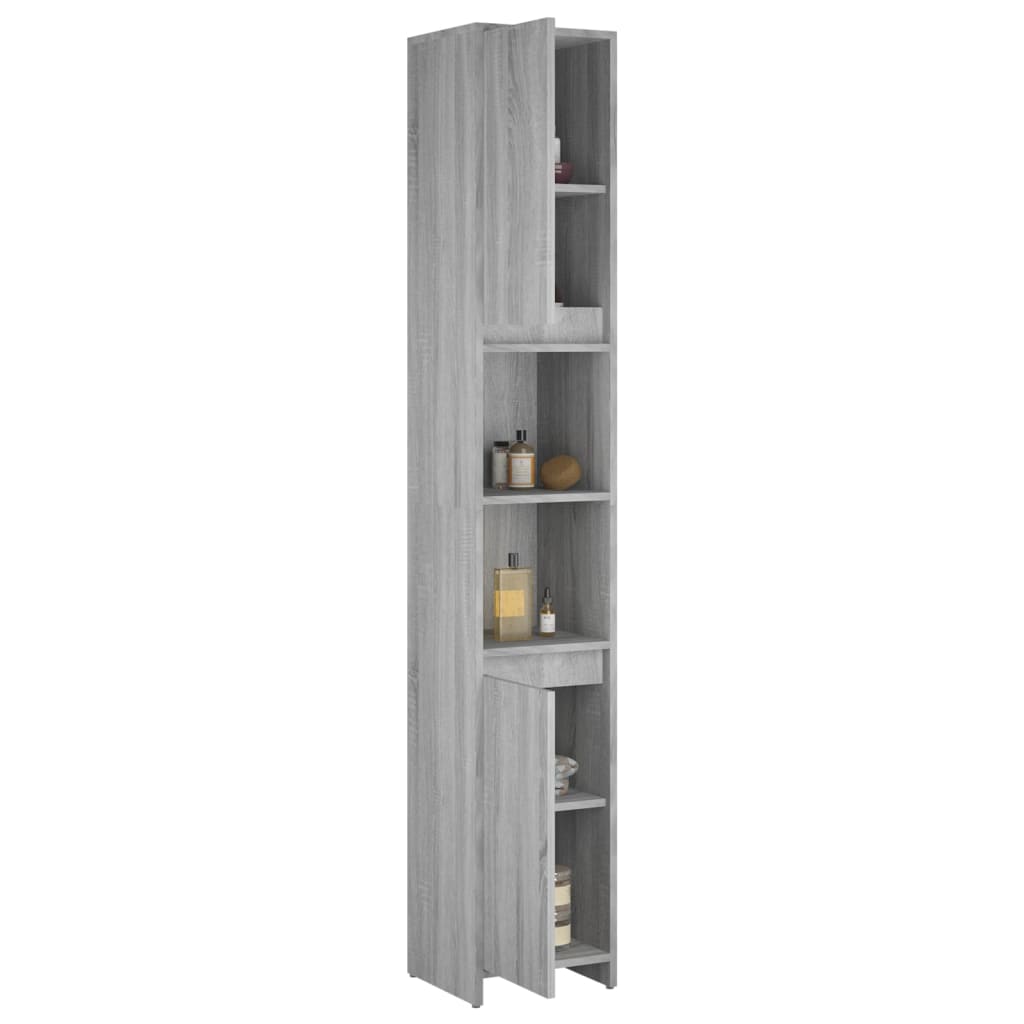 Ντουλάπι Μπάνιου Γκρι Sonoma 30x30x183,5 εκ. Επεξεργασμένο Ξύλο