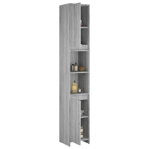 Ντουλάπι Μπάνιου Γκρι Sonoma 30x30x183,5 εκ. Επεξεργασμένο Ξύλο