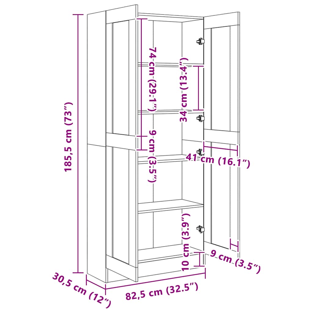 Βιβλιοθήκη Καφέ Δρυς 82,5x30,5x185,5 εκ. Επεξεργασμένο Ξύλο
