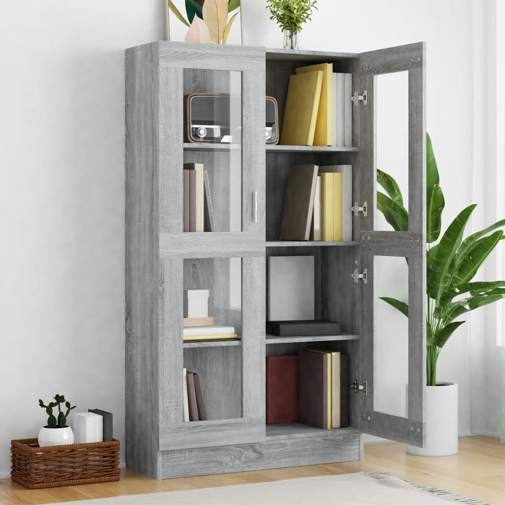Βιτρίνα Γκρι Sonoma 82,5 x 30,5 x 150 εκ. Επεξεργασμένο Ξύλο