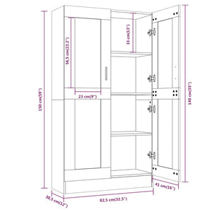Βιτρίνα Γκρι Sonoma 82,5 x 30,5 x 150 εκ. Επεξεργασμένο Ξύλο