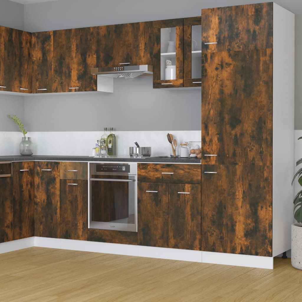 Κρεμαστό Γυάλινο Ντουλάπι "Lyon" Καπνιστή Δρυς 60x31x60 εκ. από Τεχνητό Ξύλο - Pakobazaar