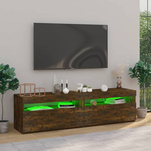 Έπιπλο Τηλεόρασης με LED 2 τεμ. Καπνιστή Δρυς 75 x 35 x 40 εκ. - Pakobazaar