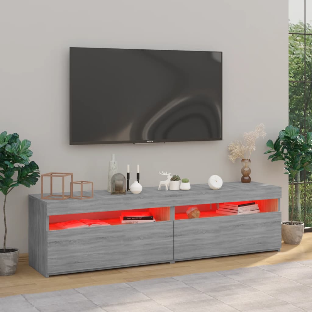 Έπιπλο Τηλεόρασης με LED 2 τεμ. Γκρι Sonoma 75 x 35 x 40 εκ. - Pakobazaar