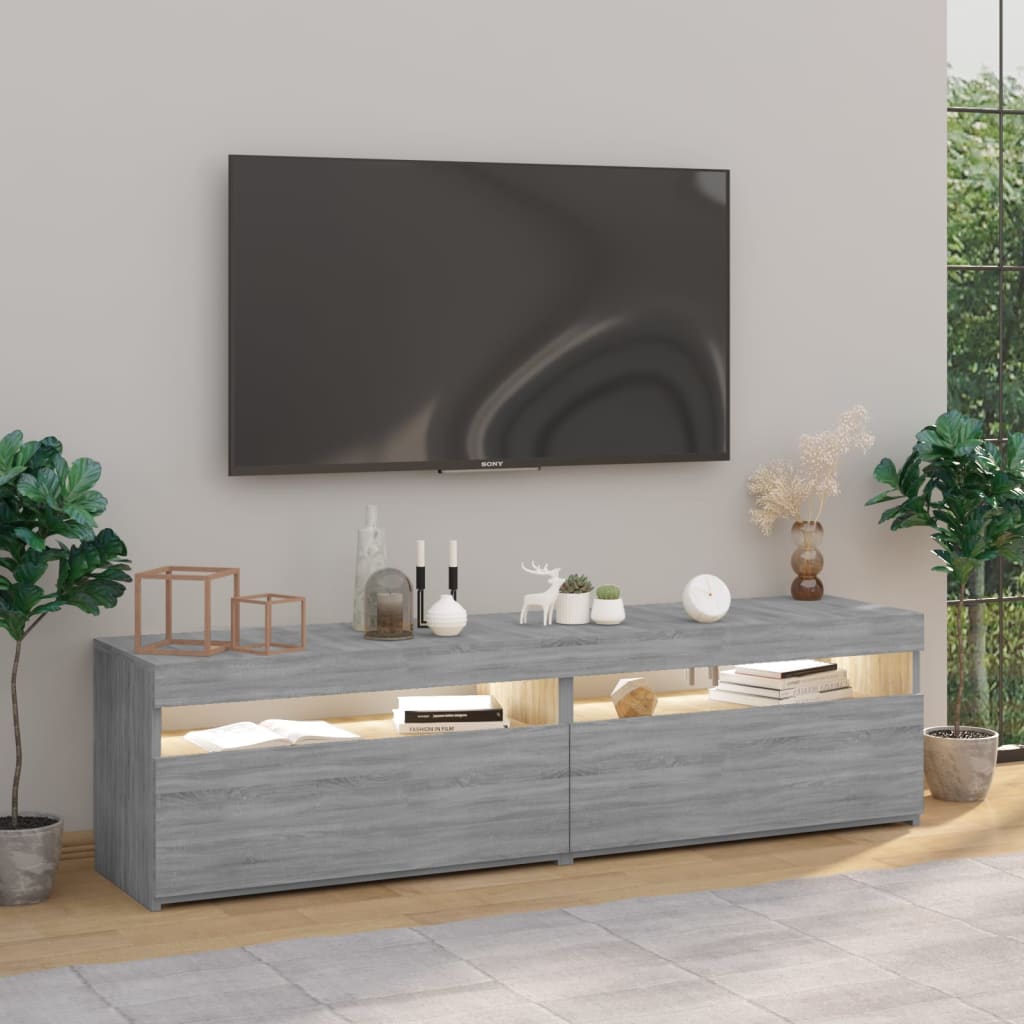 Έπιπλο Τηλεόρασης με LED 2 τεμ. Γκρι Sonoma 75 x 35 x 40 εκ. - Pakobazaar