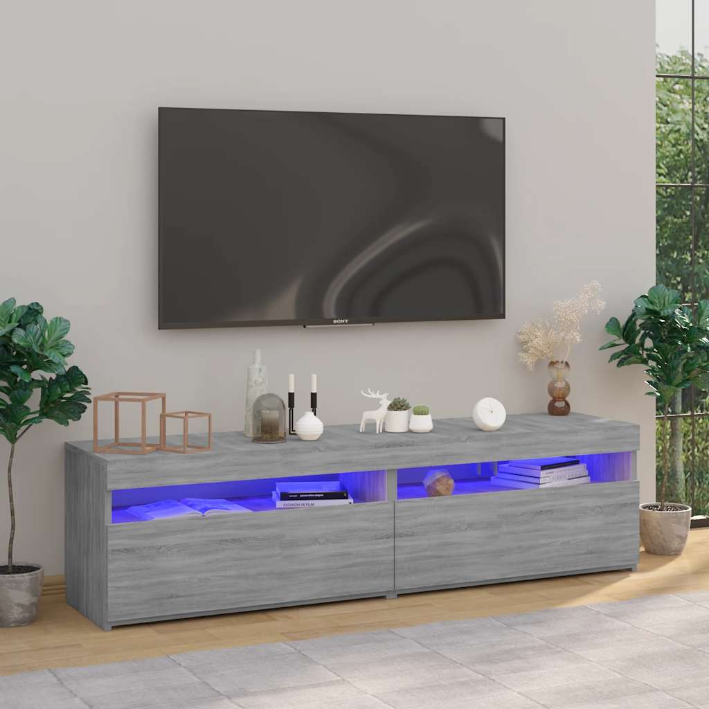 Έπιπλο Τηλεόρασης με LED 2 τεμ. Γκρι Sonoma 75 x 35 x 40 εκ. - Pakobazaar