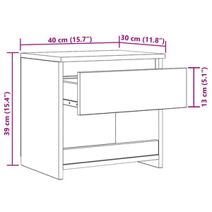 Κομοδίνο Καπνιστή Δρυς 40 x 30 x 39 εκ. από Επεξεργασμένο Ξύλο