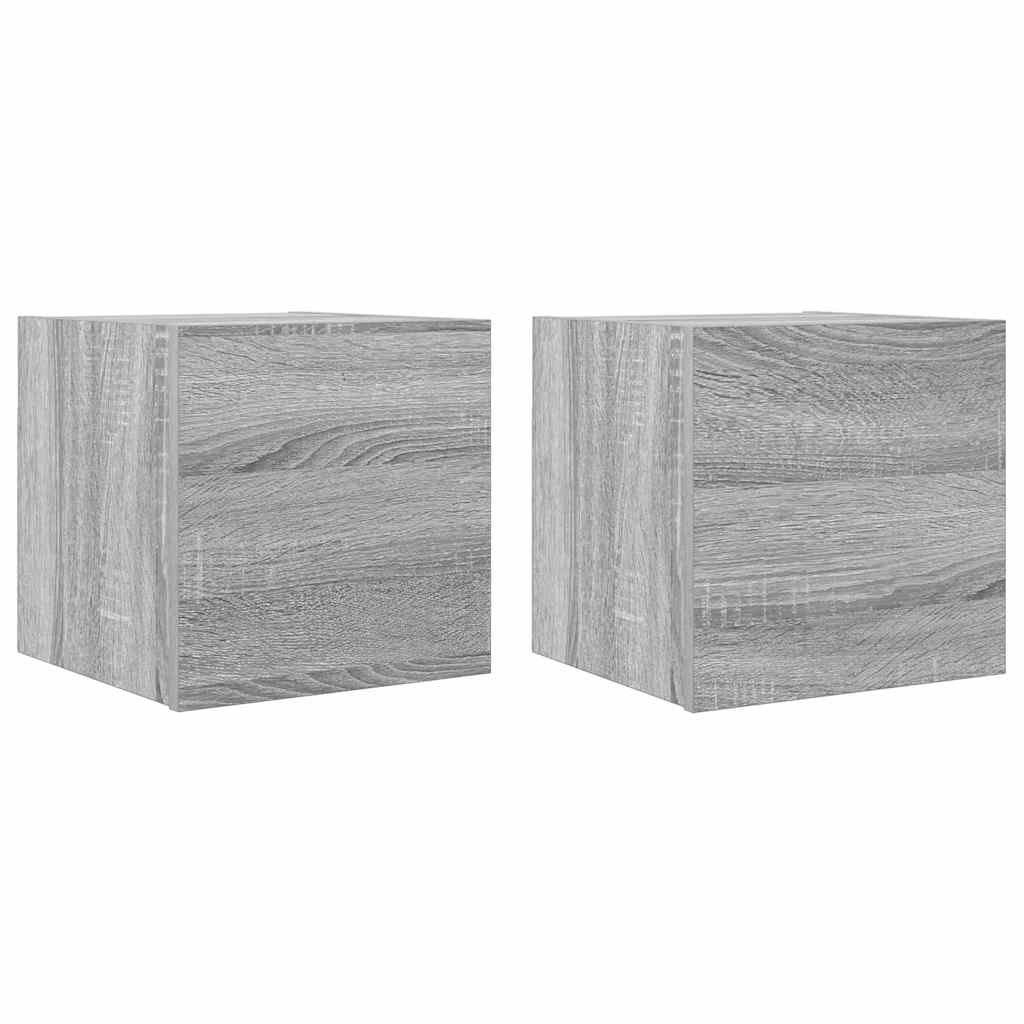 Έπιπλα Τηλεόρασης Επιτοίχια 2 τεμ. Γκρι Sonoma 30,5x30x30 εκ. - Pakobazaar