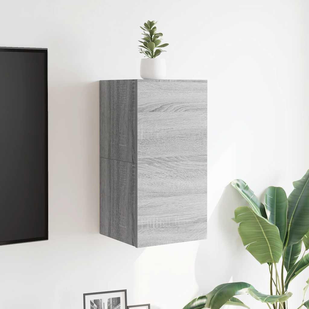 Έπιπλα Τηλεόρασης Επιτοίχια 2 τεμ. Γκρι Sonoma 30,5x30x30 εκ. - Pakobazaar