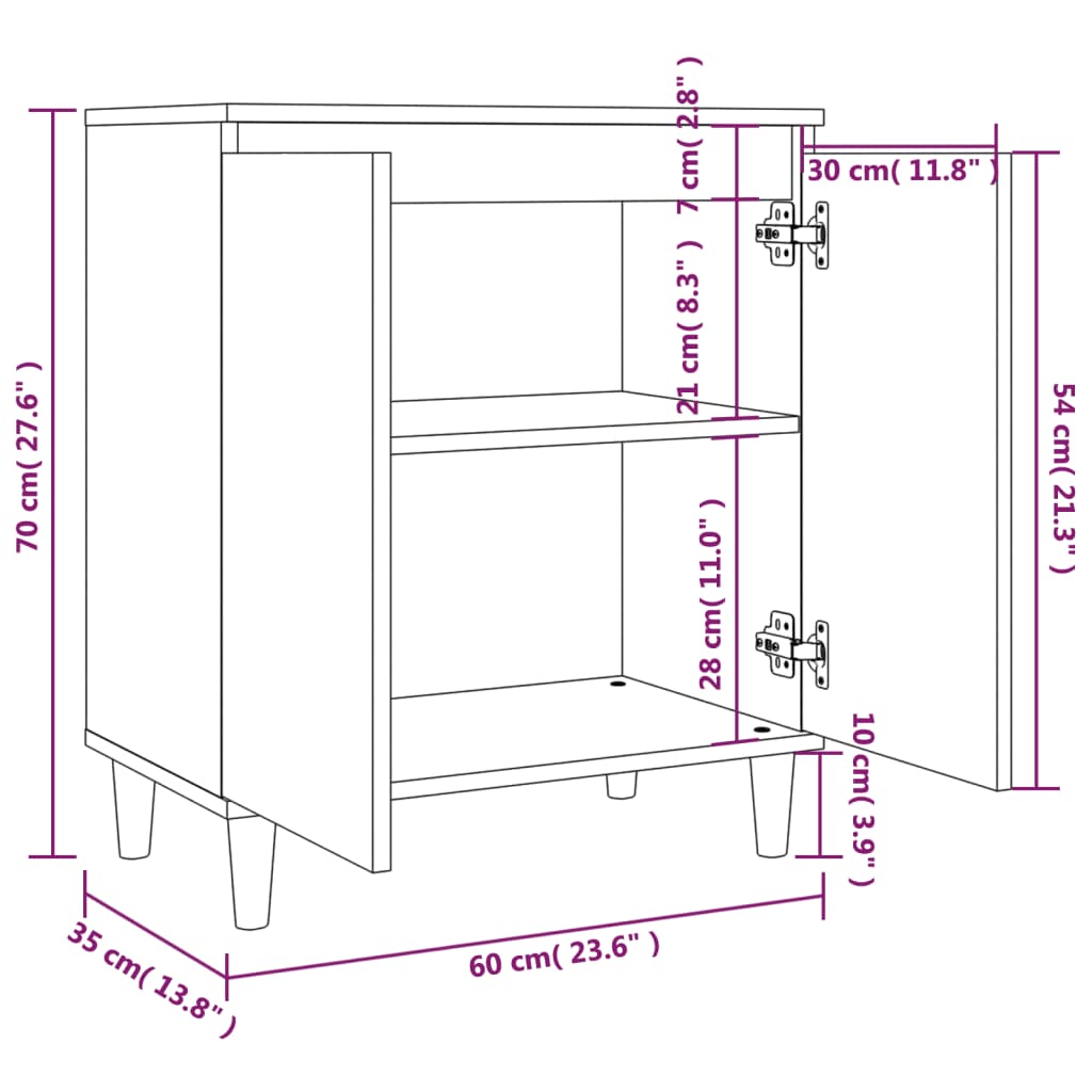 Ντουλάπι Γκρι Sonoma 60 x 35 x 70 εκ. από Επεξεργασμένο Ξύλο - Pakobazaar