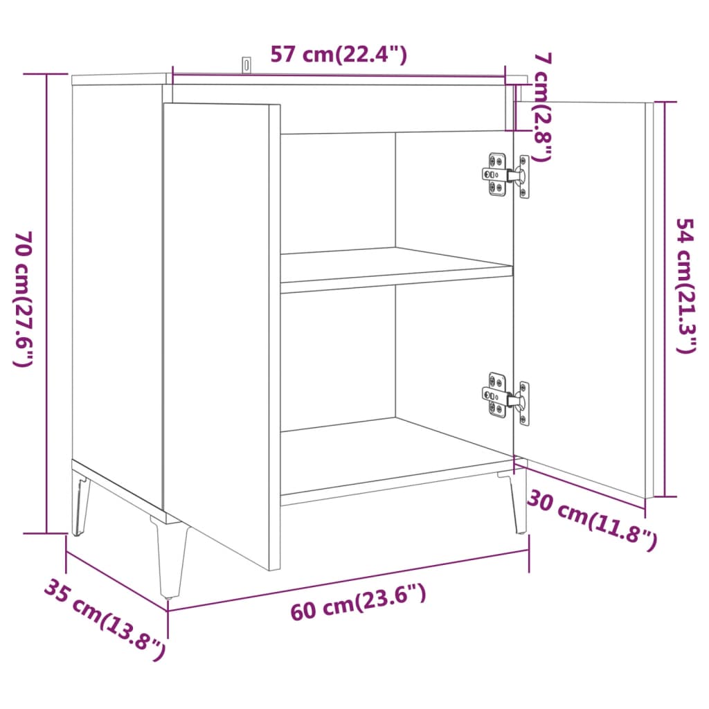 Ντουλάπι Γκρι Sonoma 60 x 35 x 70 εκ. από Επεξεργασμένο Ξύλο