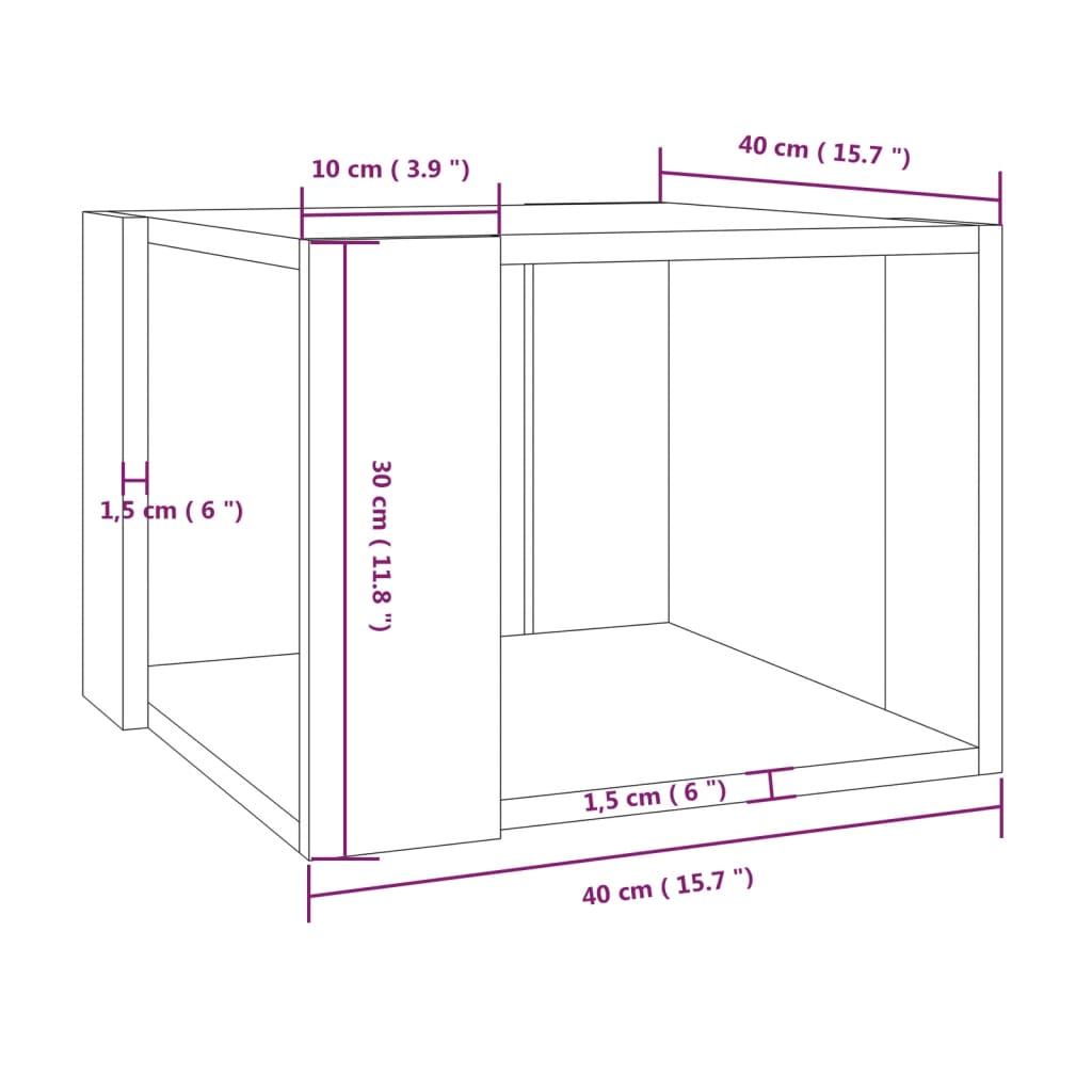 Τραπεζάκι Σαλονιού Γκρι Sonoma 40x40x30 εκ. Επεξεργασμένο Ξύλο