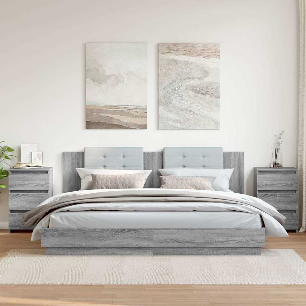 Κομοδίνα 2 τεμ. Γκρι Sonoma 40x35x62,5 εκ. Επεξεργασμένο Ξύλο