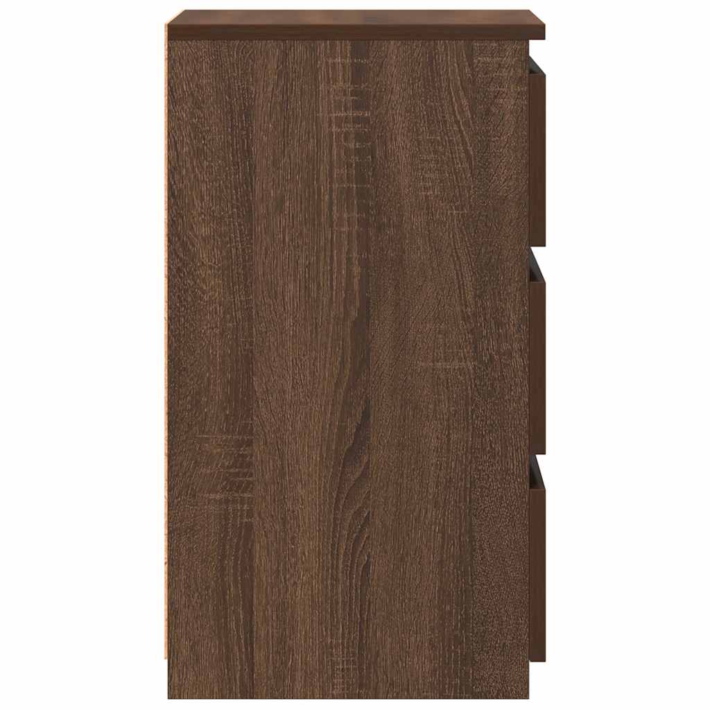 Κομοδίνα 2 τεμ. Καφέ Δρυς 40x35x62,5 εκ. από Επεξεργασμένο Ξύλο