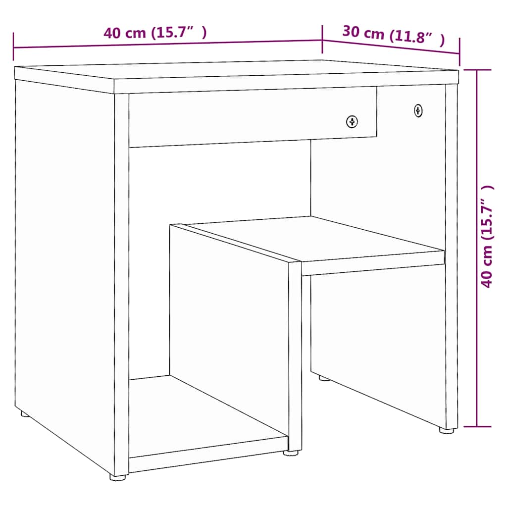 Κομοδίνα 2 τεμ. Καπνιστή Δρυς 40x30x40 εκ. Επεξεργασμένο Ξύλο - Pakobazaar