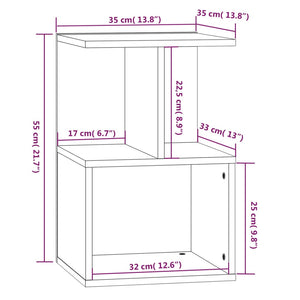 Κομοδίνα 2 Τεμ. Καφέ Δρυς 35x35x55 εκ. από Επεξεργασμένο Ξύλο - Pakobazaar