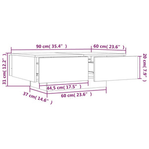 Τραπεζάκι Σαλονιού Καφέ Δρυς 90x60x31 εκ. Επεξεργασμένο Ξύλο