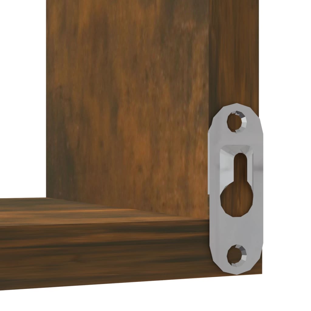 Γωνιακή Ραφιέρα Τοίχου Καπνιστή Δρυς 40x40x50 εκ. Επεξεργ. Ξύλο - Pakobazaar