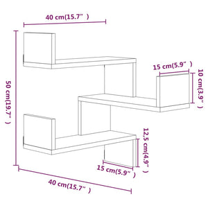 Γωνιακή Ραφιέρα Τοίχου Καφέ Δρυς 40x40x50 εκ Επεξεργασμένο Ξύλο - Pakobazaar