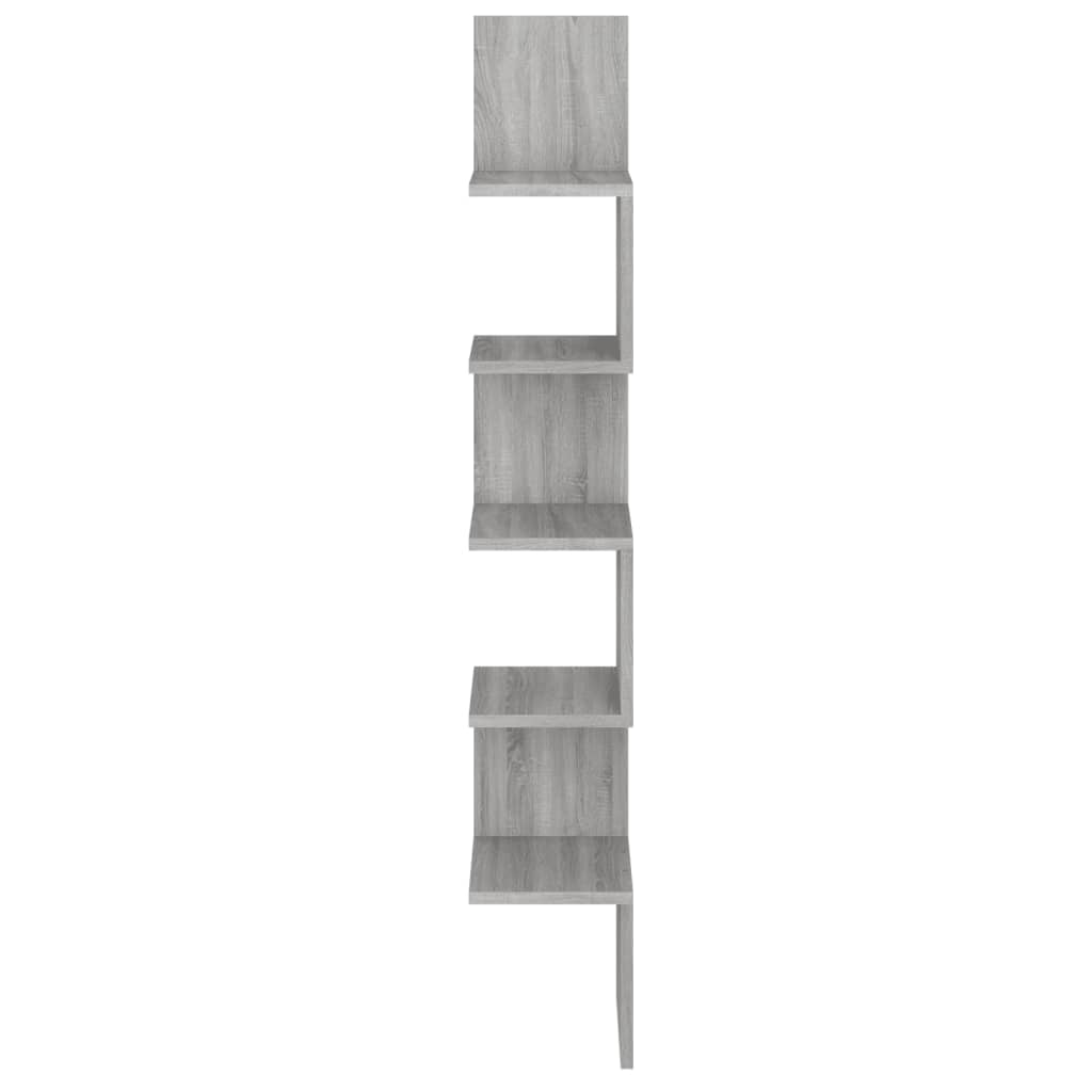 Γωνιακή Ραφιέρα Τοίχου Γκρι Sonoma 20x20x127,5 εκ. Επεξερ. Ξύλο