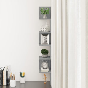 Γωνιακή Ραφιέρα Τοίχου Γκρι Sonoma 20x20x127,5 εκ. Επεξερ. Ξύλο