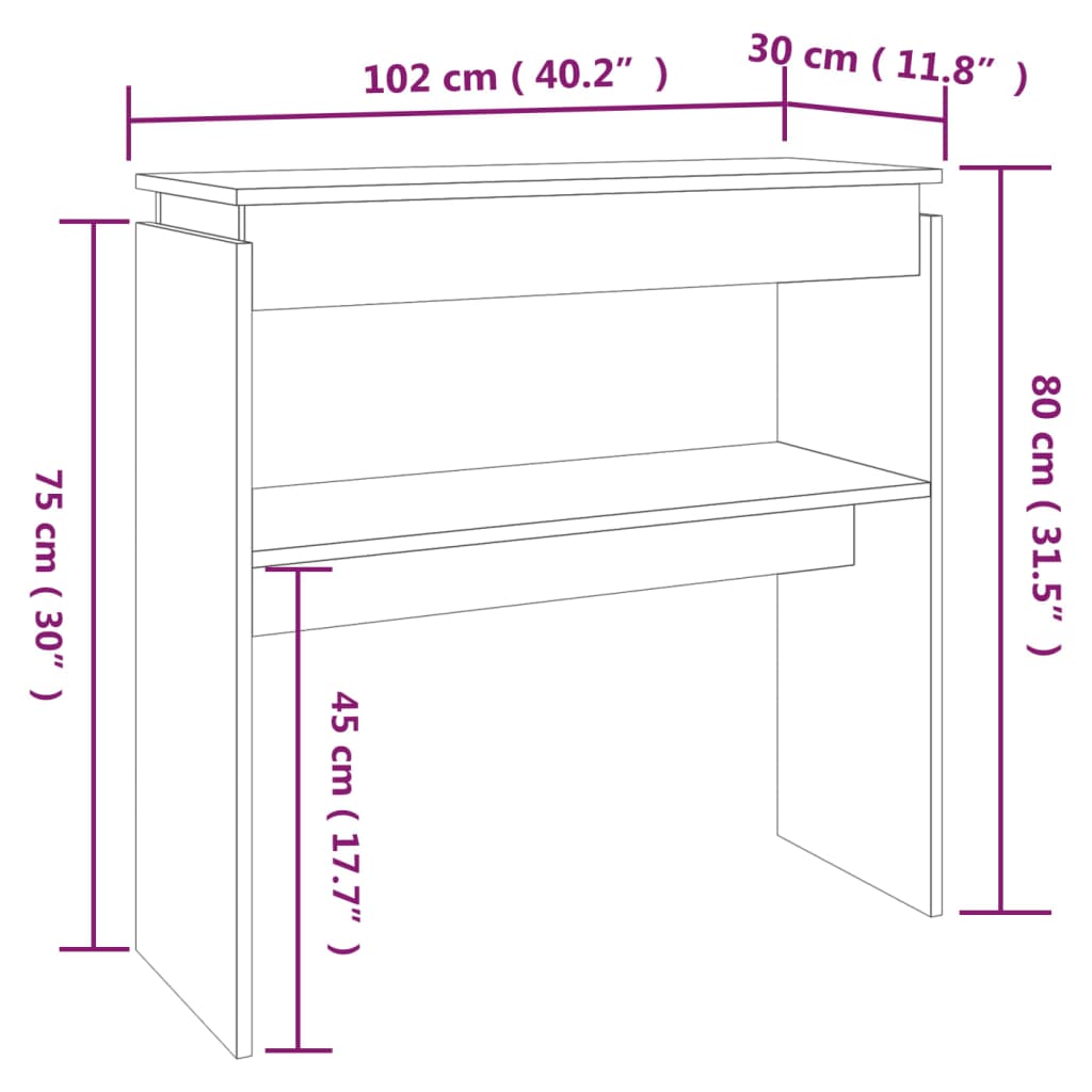 Τραπέζι Κονσόλα Καπνιστή Δρυς 102x30x80 εκ. Επεξεργασμένο Ξύλο - Pakobazaar