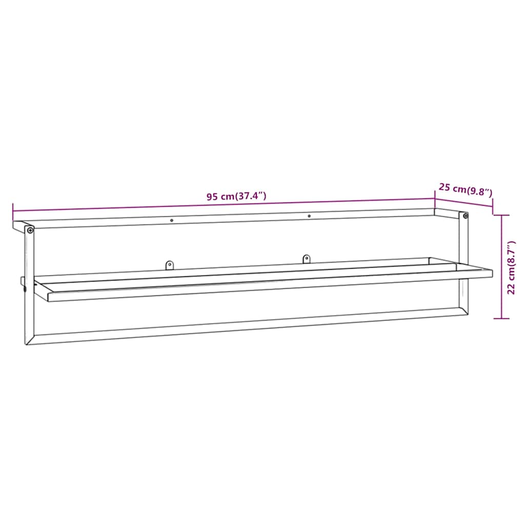 Βάση για Πετσέτες Επιτοίχια Λευκή 95 x 25 x 22 εκ. Σιδερένια - Pakobazaar