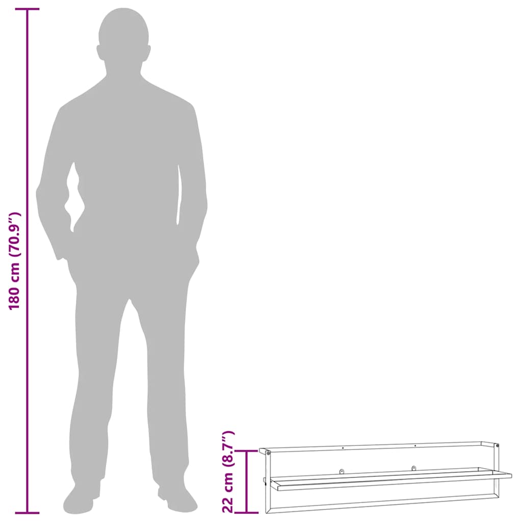 Βάση για Πετσέτες Επιτοίχια Λευκή 95 x 25 x 22 εκ. Σιδερένια - Pakobazaar