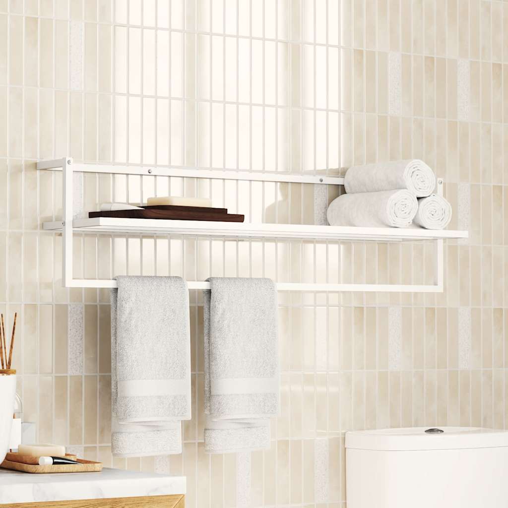 Βάση για Πετσέτες Επιτοίχια Λευκή 95 x 25 x 22 εκ. Σιδερένια - Pakobazaar