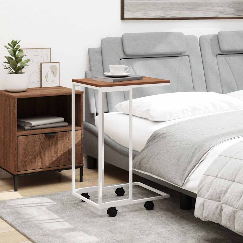 Βοηθητικό Τραπέζι με Ρόδες Λευκό 40x30x63,5 εκ. Επεξεργ. Ξύλο