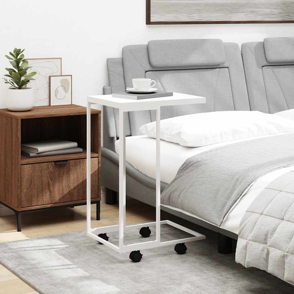 Βοηθητικό Τραπέζι με Ρόδες Λευκό 40x30x63,5 εκ. Επεξεργ. Ξύλο