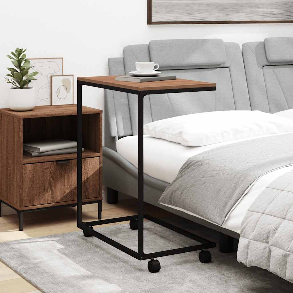 Βοηθητικό Τραπέζι με Ρόδες Μαύρο 55 x 35 x 70 εκ. Επεξ. Ξύλο