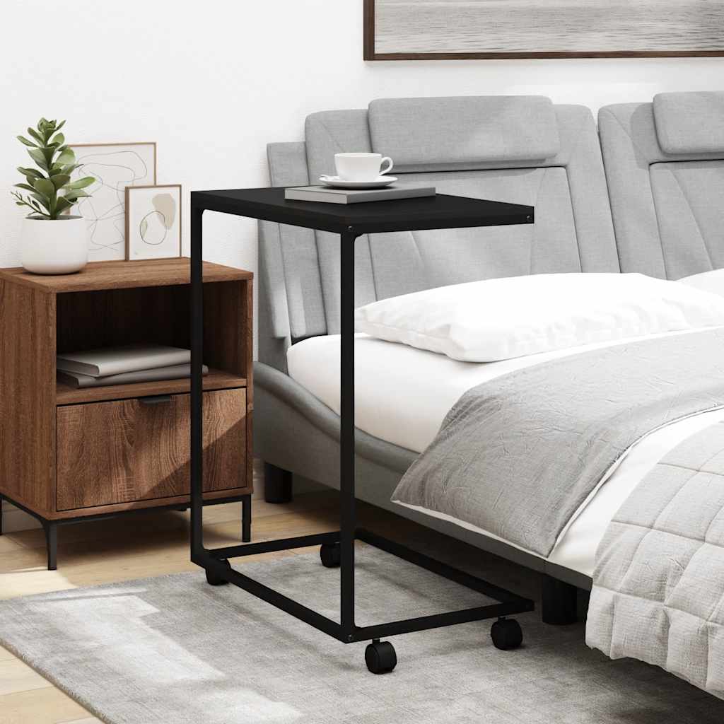 Βοηθητικό Τραπέζι με Ρόδες Μαύρο 55 x 35 x 70 εκ. Επεξ. Ξύλο